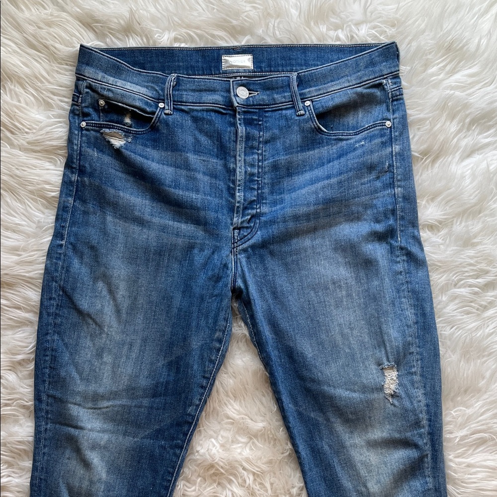 MOTHER Distressed Blue stunner ankle fray Jeans